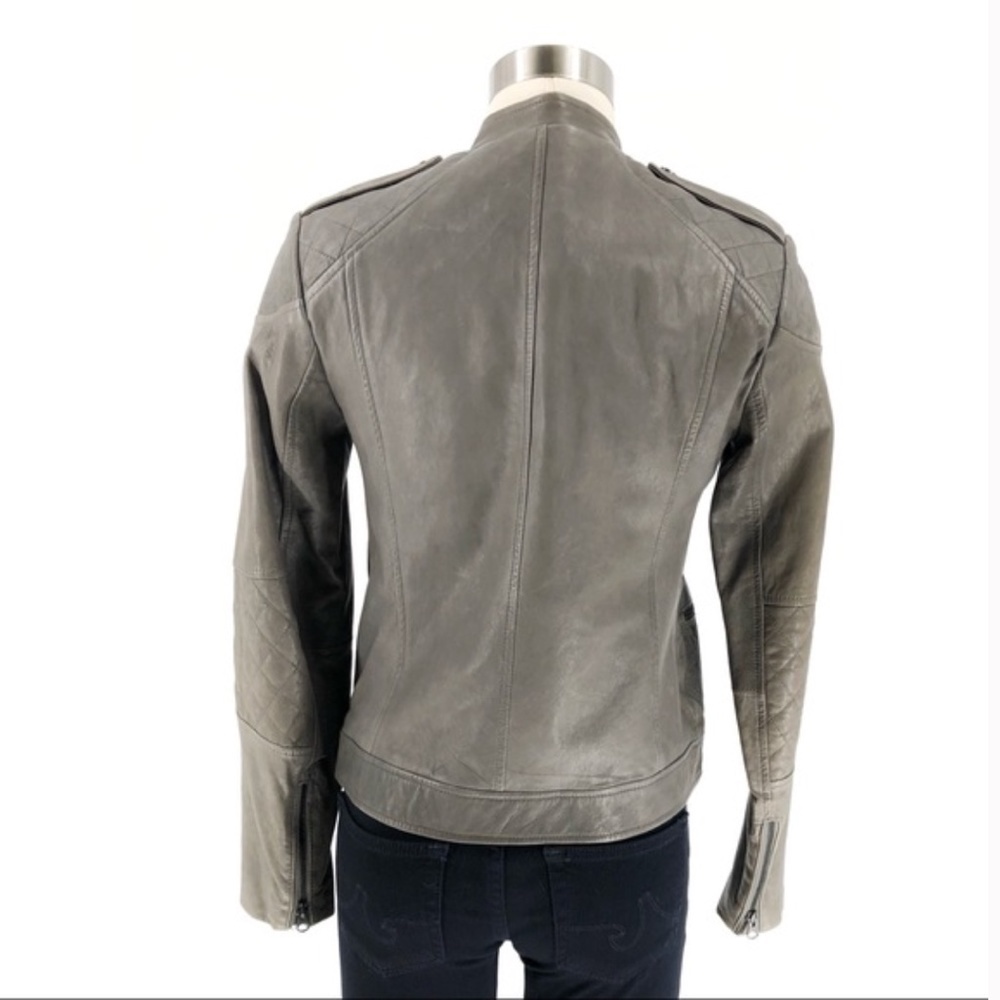 VINCE Quilted Sleeve Leather Moto Jacket - Picture 2 of 3